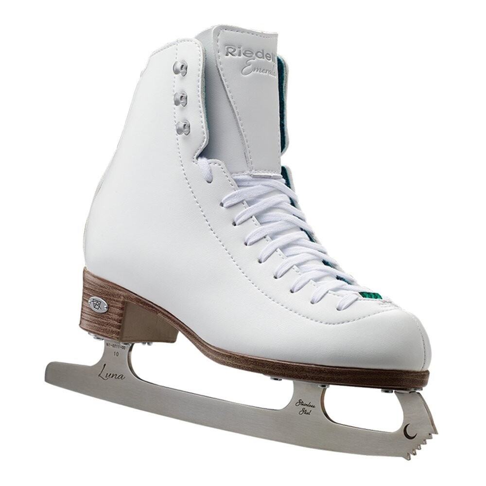 Riedell 119 Emerald Womens Luna Recreational Figure Ice Skates White Size 5 Wide